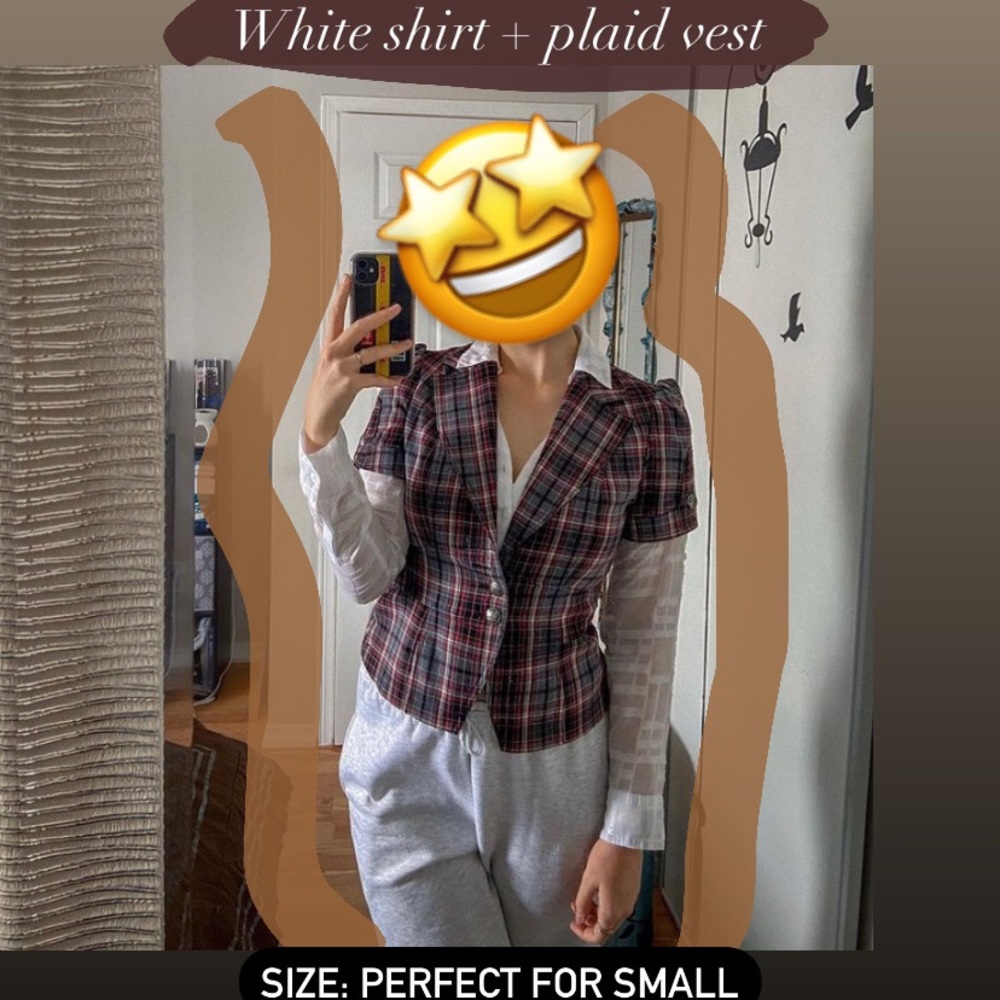 White dress shirt + button Vest